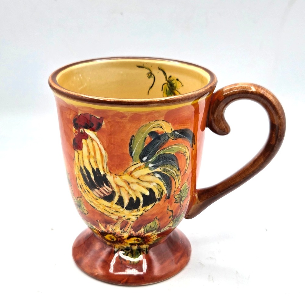 Maxcera Corp Orange Rooster Hand-painted Coffee Mug 5"‎ Farmhouse Countrycore